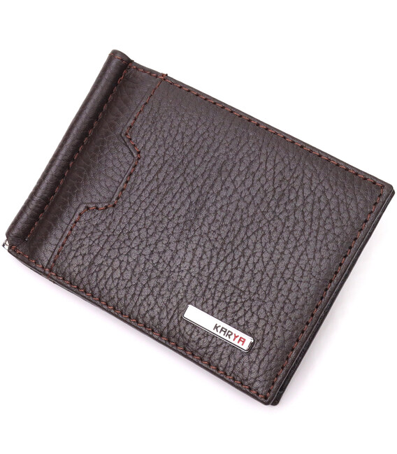 Відмінний затискач для грошей з натуральної шкіри KARYA 21353 Коричневий картинка, зображення, фото