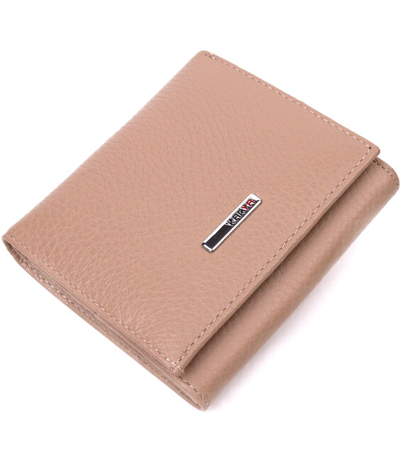 Практичный женский кошелек с монетницей из натуральной кожи KARYA 21381 Бежевый фото, картинка, изображение
