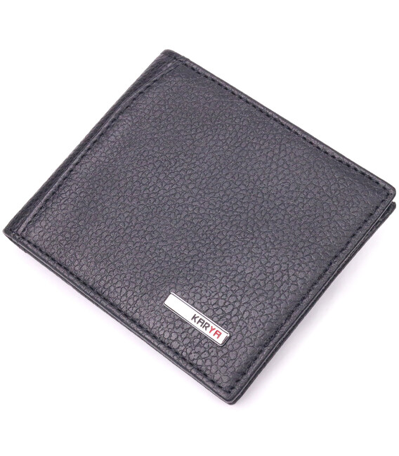 Классический мужской зажим с монетницей из натуральной кожи KARYA 21403 Черный фото, картинка, изображение