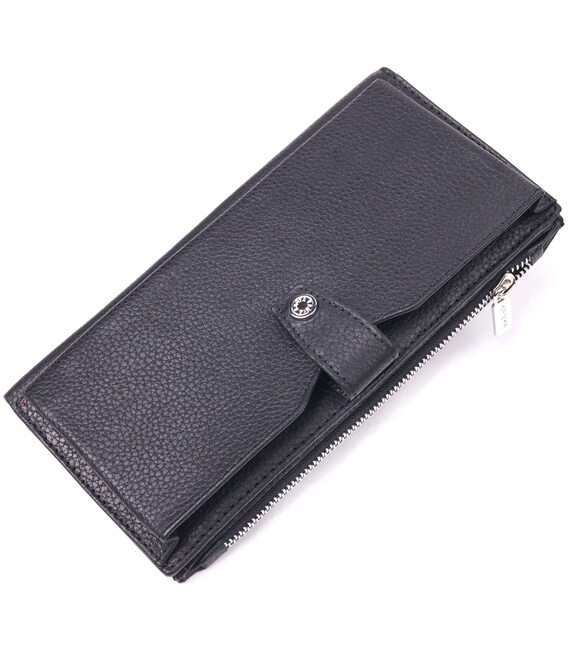 Класичне чоловіче вертикальне портмоне з натуральної шкіри KARYA 21422 Чорний картинка, зображення, фото