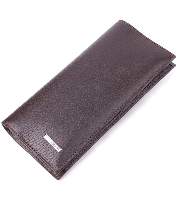 Превосходный вертикальный мужской бумажник из натуральной зернистой кожи KARYA 21437 Коричневый фото, картинка, изображение