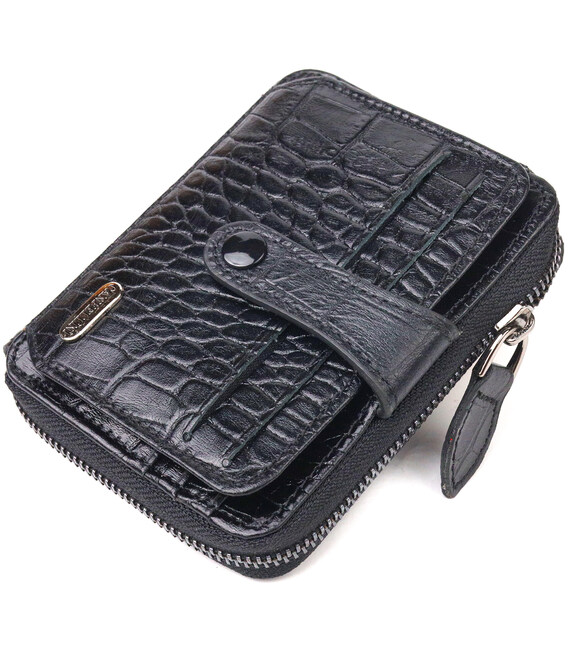 Практичне жіноче портмоне з натуральної фактурної шкіри CANPELLINI 21491 Чорне картинка, зображення, фото