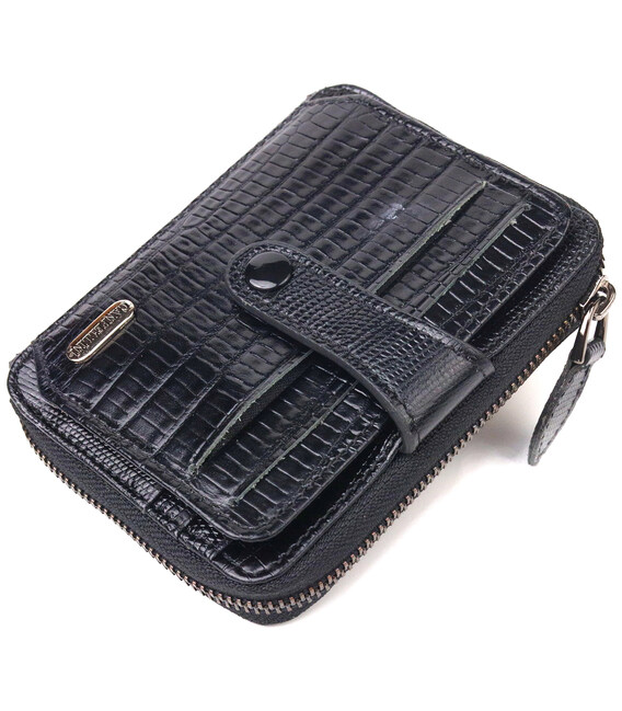 Практичное портмоне из натуральной фактурной кожи CANPELLINI 21494 Черное фото, картинка, изображение