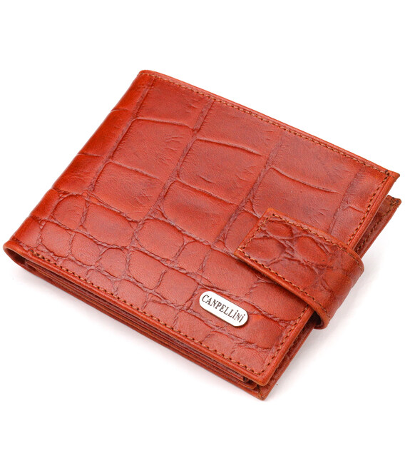 Мужской небольшой кошелек из натуральной фактурной кожи CANPELLINI 21510 Светло-коричневый фото, картинка, изображение