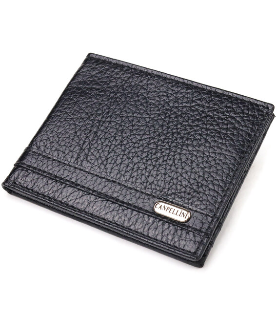 Практичний затиск із натуральної зернистої шкіри CANPELLINI 21518 Чорний картинка, зображення, фото
