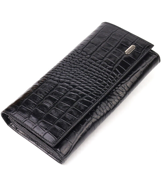 Жіночий шкіряний гаманець для карток купюр та монет CANPELLINI 21525 Чорний картинка, зображення, фото