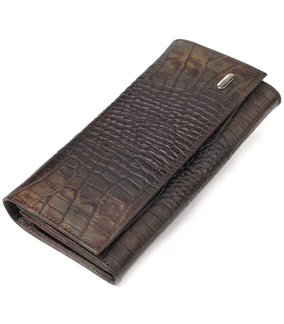 Интересный женский кошелек с монетницей из натуральной фактурной кожи CANPELLINI 21530 Разноцветный фото, картинка, изображение