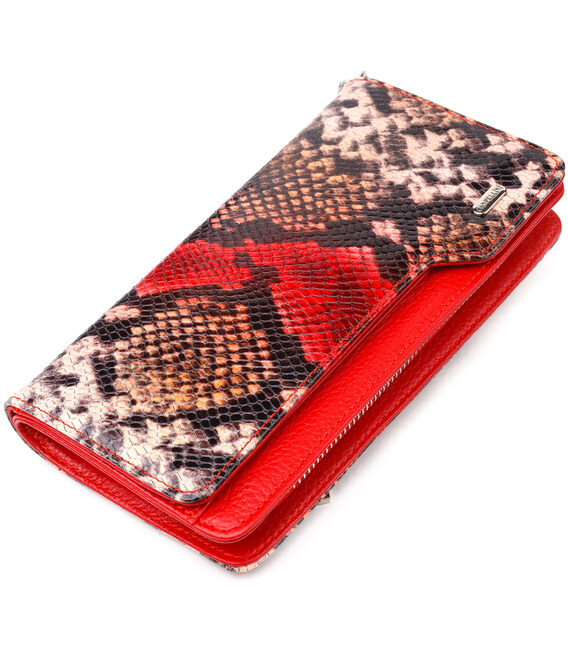 Лакированное портмоне клатч из натуральной кожи с тиснением под змею CANPELLINI 21541 Разноцветное фото, картинка, изображение
