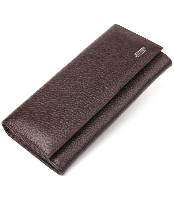 Женский стильный кошелек из натуральной зернистой кожи CANPELLINI 21629 Коричневый фото, картинка, изображение