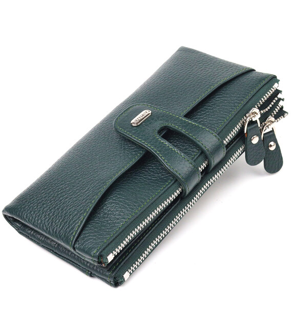 Місткий гаманець з натуральної зернистої шкіри CANPELLINI 21633 Зелений картинка, зображення, фото