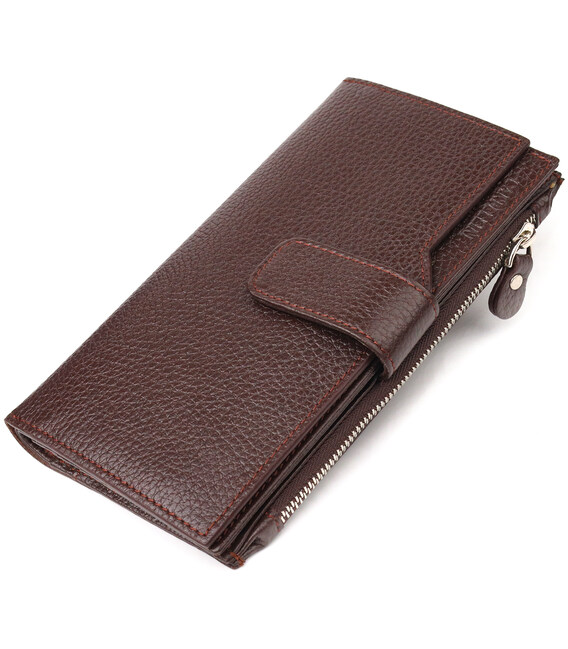 Стильный женский вертикальный кошелек из натуральной кожи CANPELLINI 21642 Коричневый фото, картинка, изображение