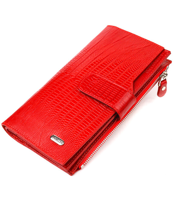 Красивий жіночий гаманець із натуральної фактурної шкіри CANPELLINI 21646 Червоний картинка, зображення, фото