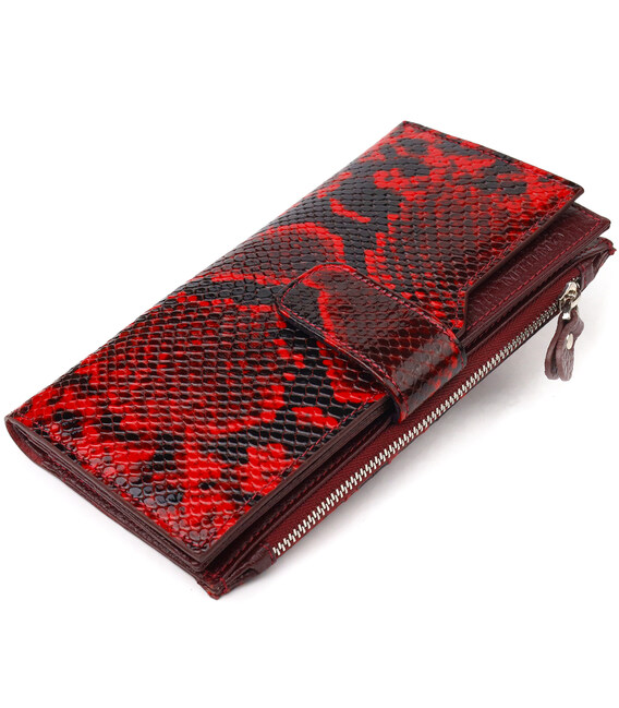 Необычный женский кошелек из натуральной кожи с тиснением под змею CANPELLINI 21647 Разноцветный фото, картинка, изображение