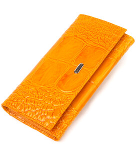 Яркий женский кошелек из натуральной фактурной кожи CANPELLINI 21651 Желтый фото, картинка, изображение