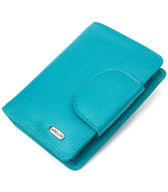 Яскравий вертикальний гаманець із натуральної шкіри CANPELLINI 21678 Бірюзовий картинка, зображення, фото