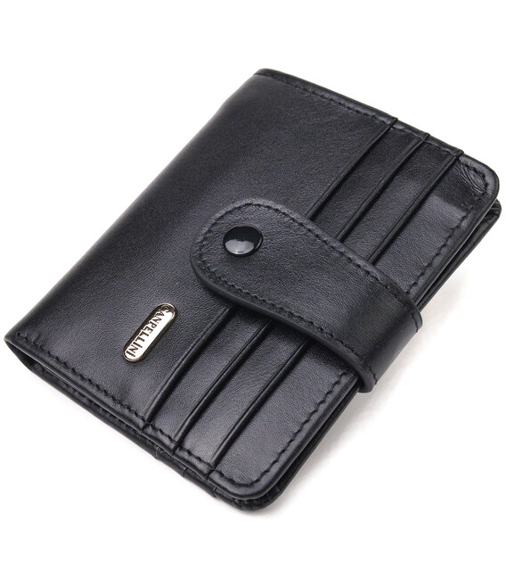 Чоловічий компактний гаманець з натуральної гладкої шкіри CANPELLINI 21685 Чорний картинка, зображення, фото
