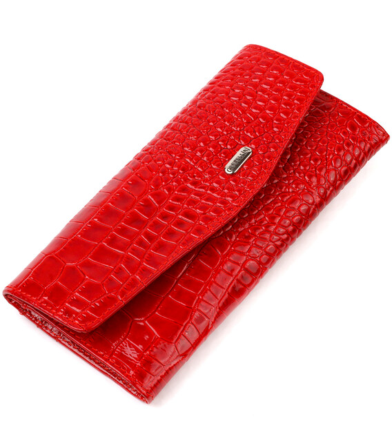 Привабливе жіноче портмоне з натуральної шкіри з тисненням під змію CANPELLINI 21699 Червоний картинка, зображення, фото
