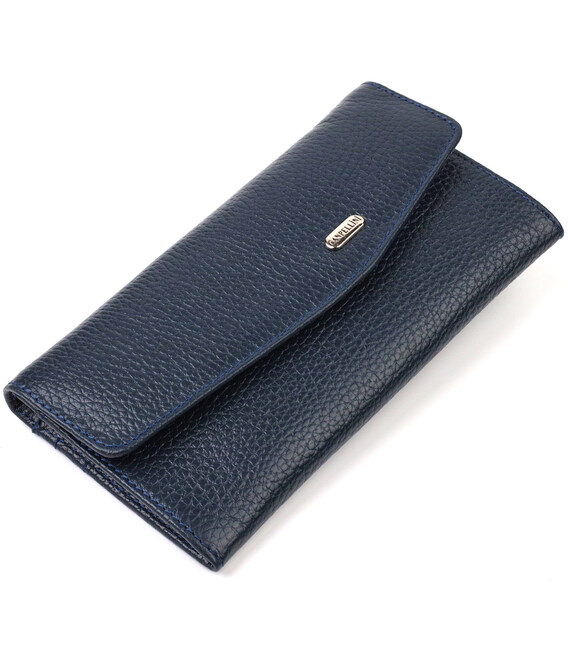 Удобное женское портмоне из натуральной кожи флотар CANPELLINI 21702 Синее фото, картинка, изображение