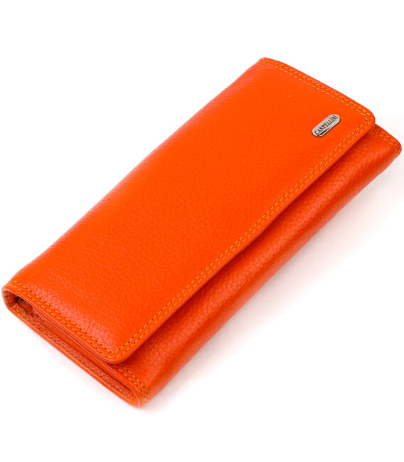 Яскравий жіночий гаманець із натуральної зернистої шкіри CANPELLINI 21706 Помаранчевий картинка, зображення, фото