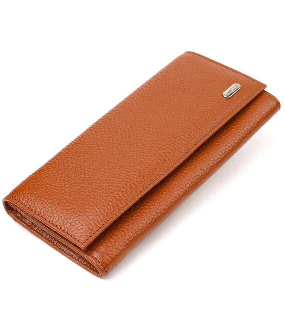 Надежный женский кошелек из натуральной зернистой кожи CANPELLINI 21712 Коричневый фото, картинка, изображение