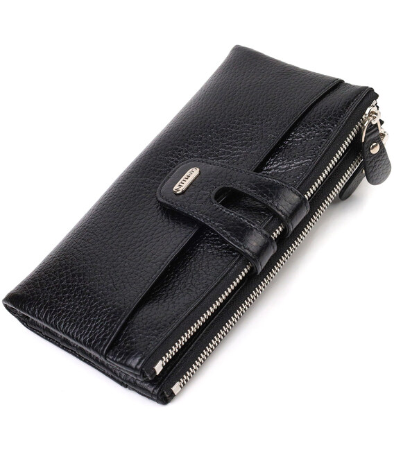 Классический женский кошелек с удобным функционалом из натуральной кожи CANPELLINI 21717 Черный фото, картинка, изображение