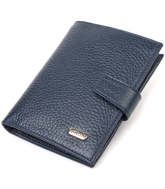 Практичный вертикальный мужской кошелек среднего размера из натуральной кожи флотар CANPELLINI 21735 Синий фото, картинка, изобр