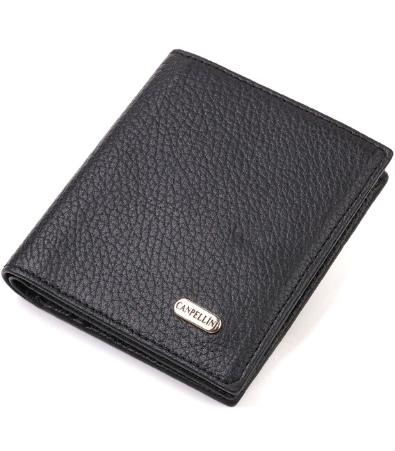 Классическое портмоне для мужчин из натуральной зернистой кожи CANPELLINI 21742 Черное фото, картинка, изображение