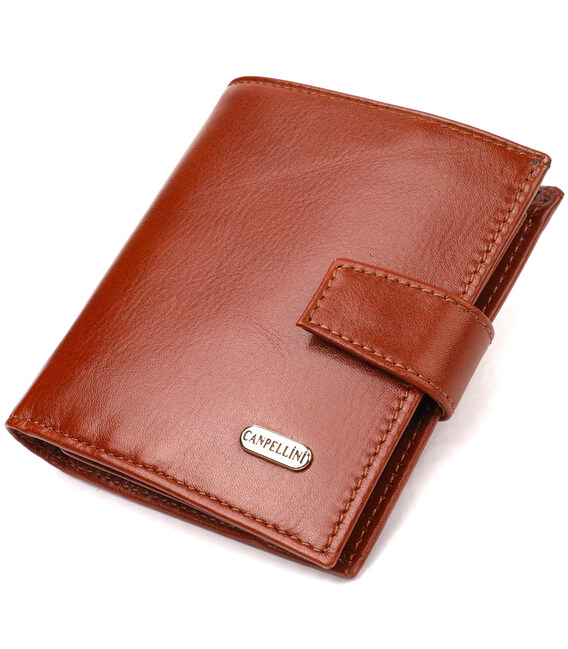 Отличный мужской бумажник из натуральной гладкой кожи CANPELLINI 21743 Коричневый фото, картинка, изображение