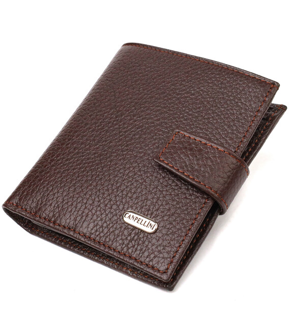 Универсальный мужской бумажник из натуральной зернистой кожи CANPELLINI 21744 Коричневый фото, картинка, изображение