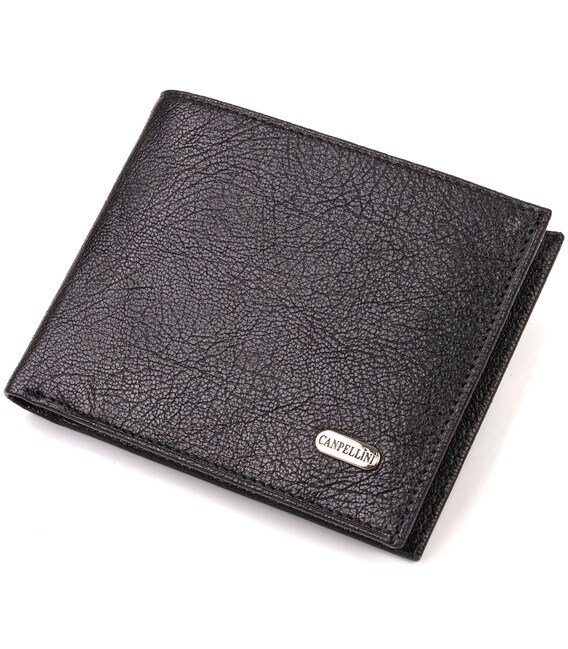 Бумажник для мужчин без застежки из натуральной кожи CANPELLINI 21764 Черный фото, картинка, изображение