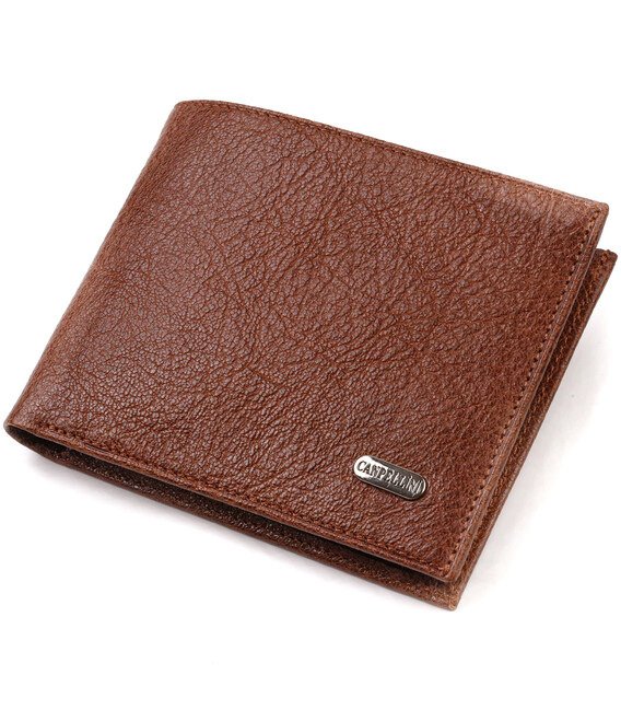 Бумажник для стильных мужчин без застежки из натуральной кожи CANPELLINI 21765 Светло-коричневый фото, картинка, изображение