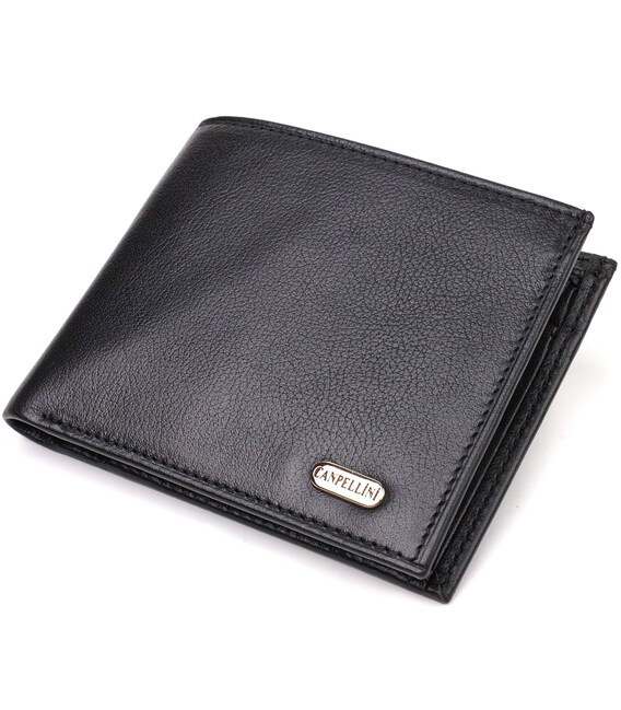 Классическое горизонтальное мужское портмоне из натуральной кожи флотар CANPELLINI 21778 Черное фото, картинка, изображение