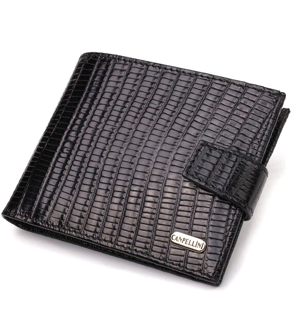 Интересный мужской бумажник из натуральной фактурной кожи CANPELLINI 21789 Черный фото, картинка, изображение
