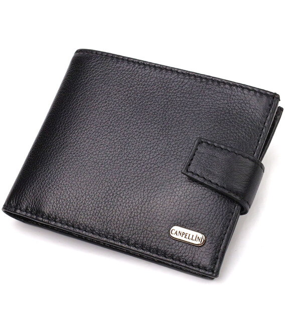 Классический мужской бумажник из натуральной кожи флотар CANPELLINI 21791 Черный фото, картинка, изображение