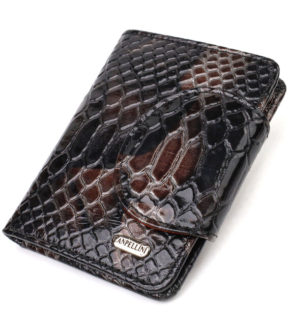 Фактурное женское портмоне среднего размера из натуральной кожи с тиснением под змею CANPELLINI 21805 Разноцветное фото, картинк