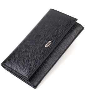 Жіночий шкіряний гаманець для карток купюр та монет CANPELLINI 21822 Чорний картинка, зображення, фото