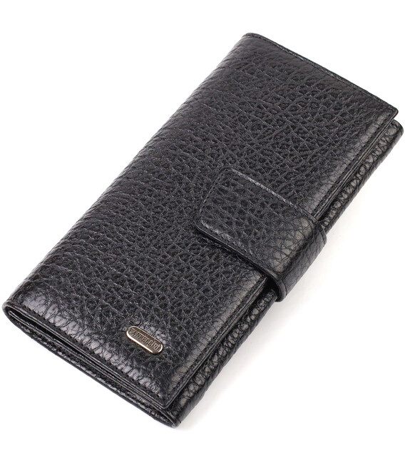 Цікаве вертикальне чоловіче портмоне з натуральної крупнозернистої шкіри CANPELLINI 21838 Чорне картинка, зображення, фото