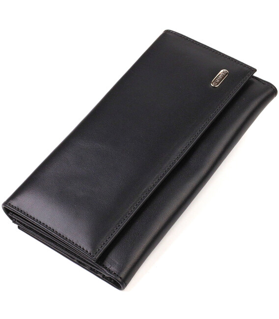 Портмоне унисекс из натуральной гладкой кожи CANPELLINI 21855 Черное фото, картинка, изображение