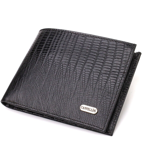 Практичное мужское портмоне из натуральной фактурной кожи CANPELLINI 21868 Черный фото, картинка, изображение