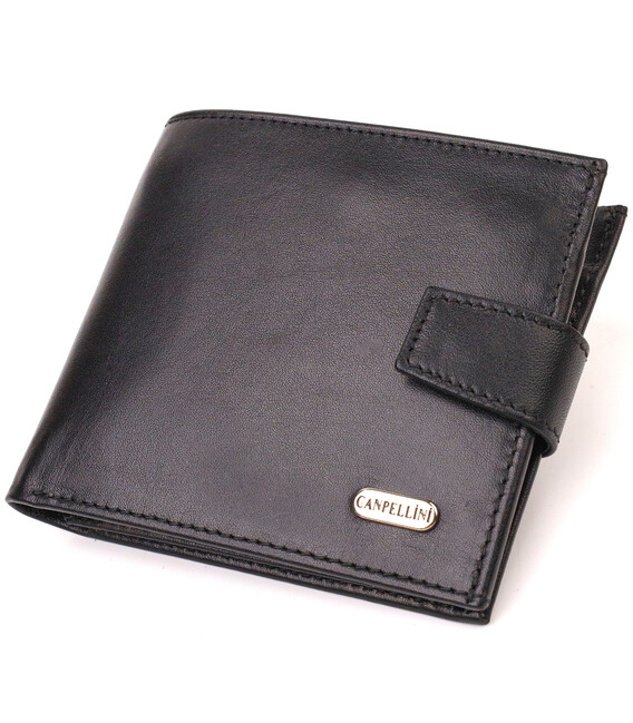 Стильный мужской кошелек из натуральной гладкой кожи CANPELLINI 21880 Черный фото, картинка, изображение