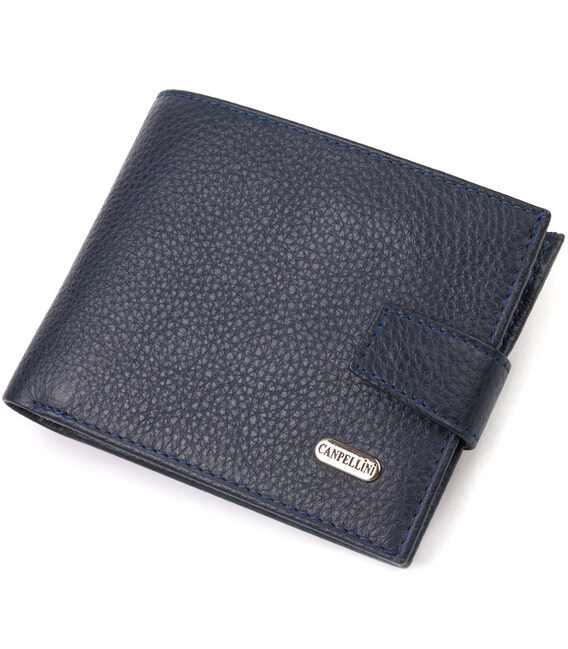 Популярный горизонтальный кошелек для мужчин из натуральной кожи флотар CANPELLINI 21884 Синее фото, картинка, изображение