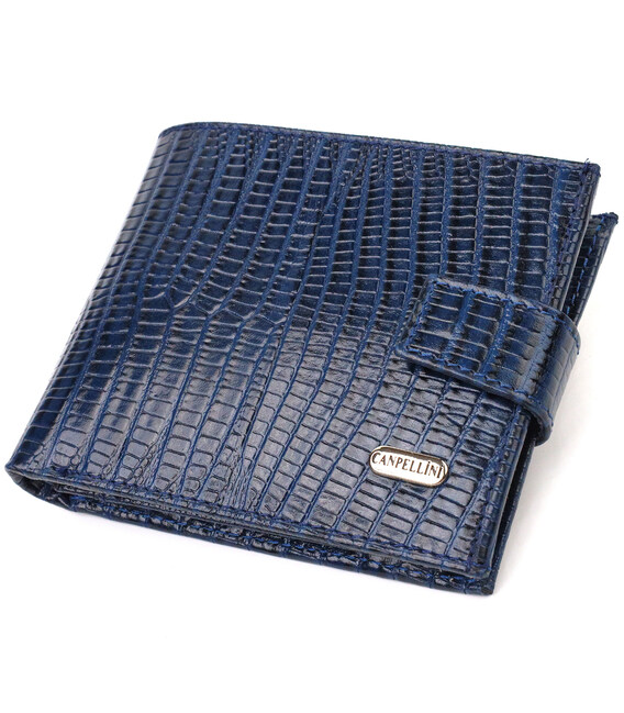 Зручний горизонтальний гаманець для чоловіків із натуральної шкіри з тисненням CANPELLINI 21887 Синій картинка, зображення, фото
