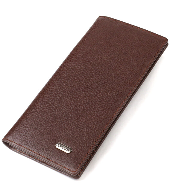 Мужской вертикальный бумажник без застежки из натуральной кожи CANPELLINI 21904 Коричневый фото, картинка, изображение