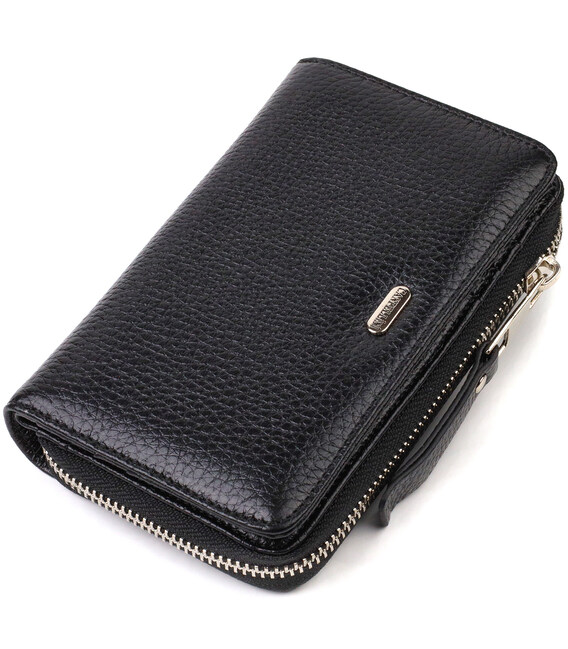 Класичне жіноче портмоне середнього розміру з натуральної шкіри CANPELLINI 21912 Чорне картинка, зображення, фото