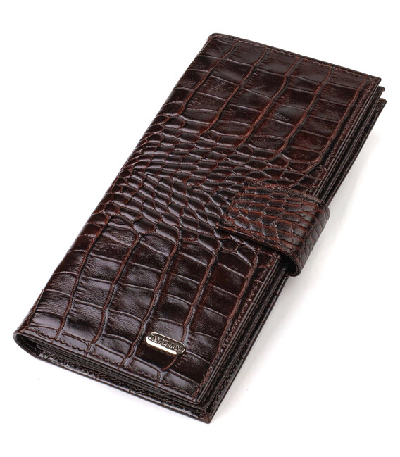 Стильний гаманець для чоловіків з натуральної шкіри з тисненням під крокодила CANPELLINI 21915 Коричневий картинка, зображення, 