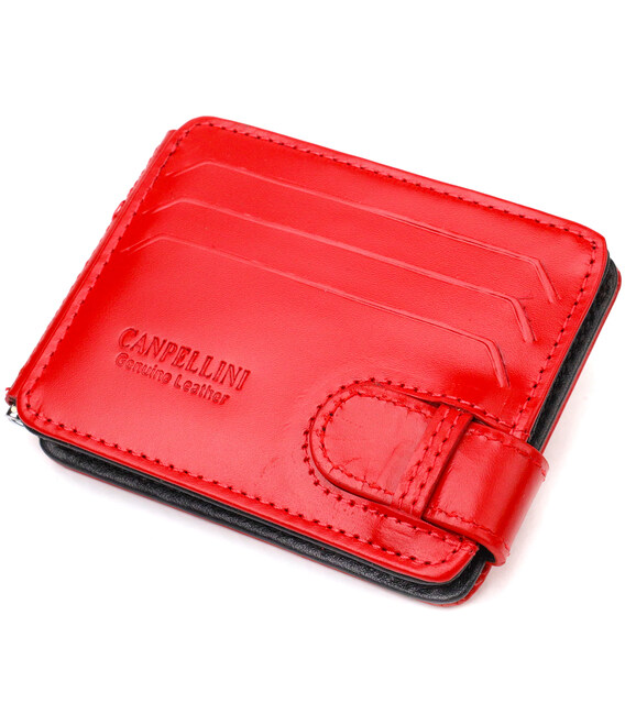 Женский зажим для денег из натуральной гладкой кожи CANPELLINI 21938 Красный фото, картинка, изображение