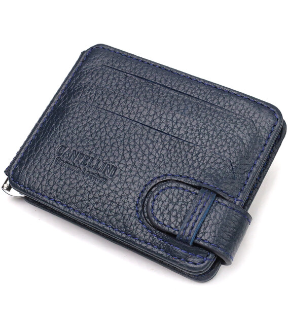 Надійний чоловічий затискач для грошей із натуральної шкіри флотар CANPELLINI 21941 Синій картинка, зображення, фото