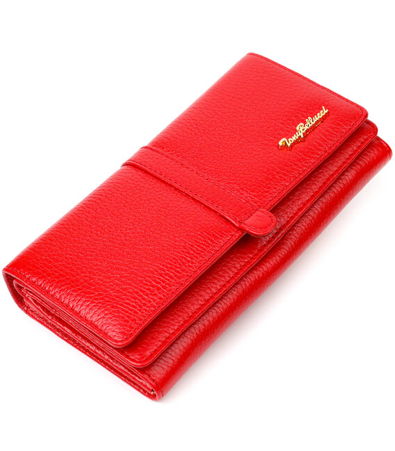 Яркий женский кошелек с большим количеством отделений из натуральной кожи Tony Bellucci 21957 Красный фото, картинка, изображени