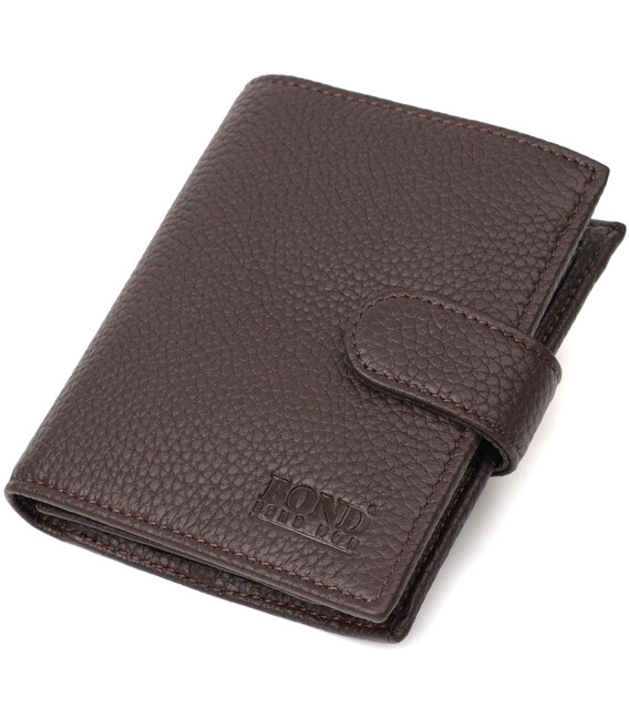 Компактний чоловічий вертикальний гаманець із натуральної шкіри флотар BOND 22002 Коричневий картинка, зображення, фото