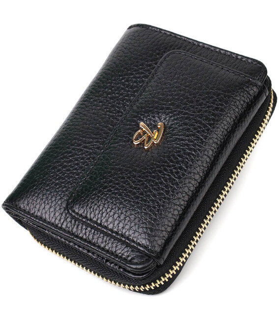 Стильный женский кошелек с вместительной монетницей на молнии из натуральной кожи Tony Bellucci 22012 Черный фото, картинка, изо